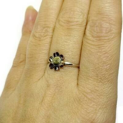Sterling Silver, Copper and Brass Flower Ring