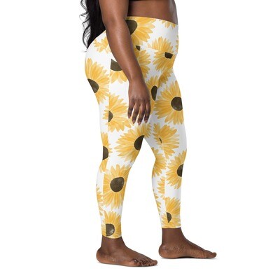 Sunflower Print Leggings with pockets