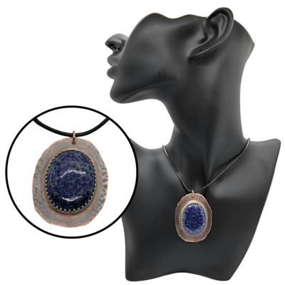 Mixed Metal Lapis Lazuli Gemstone Pendant