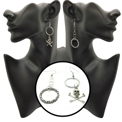 Skull &amp; Circle Mismatched Earrings