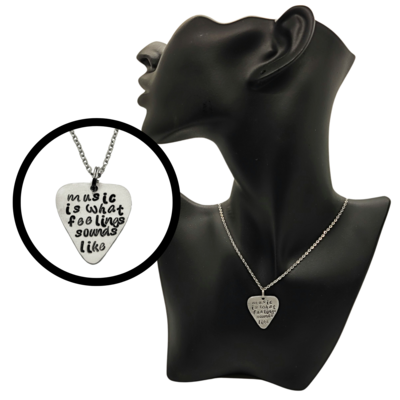 Music is What Feelings Sound Like Guitar Pick Necklace