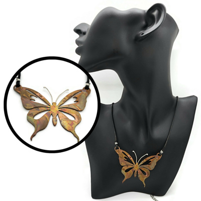 &quot;Nova&quot; the Flame Painted Butterfly Copper Pendant
