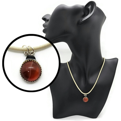 &quot;Sqinni&quot; the Red Banded Agate Ladybug Pendant