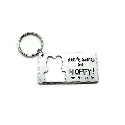 &quot;Don&#39;t Worry, Be Hoppy&quot; Frog Keychain