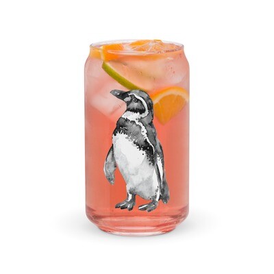 Watercolor Moe the Penguin Can-Shaped Glass