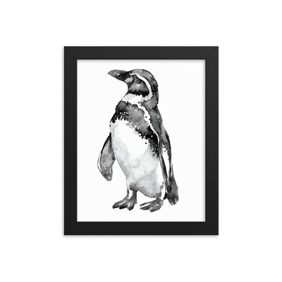 Watercolor Moe the Penguin 8x10in. Framed Poster