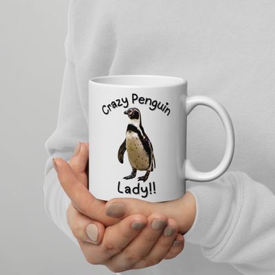 Crazy Penguin Lady White Mug
