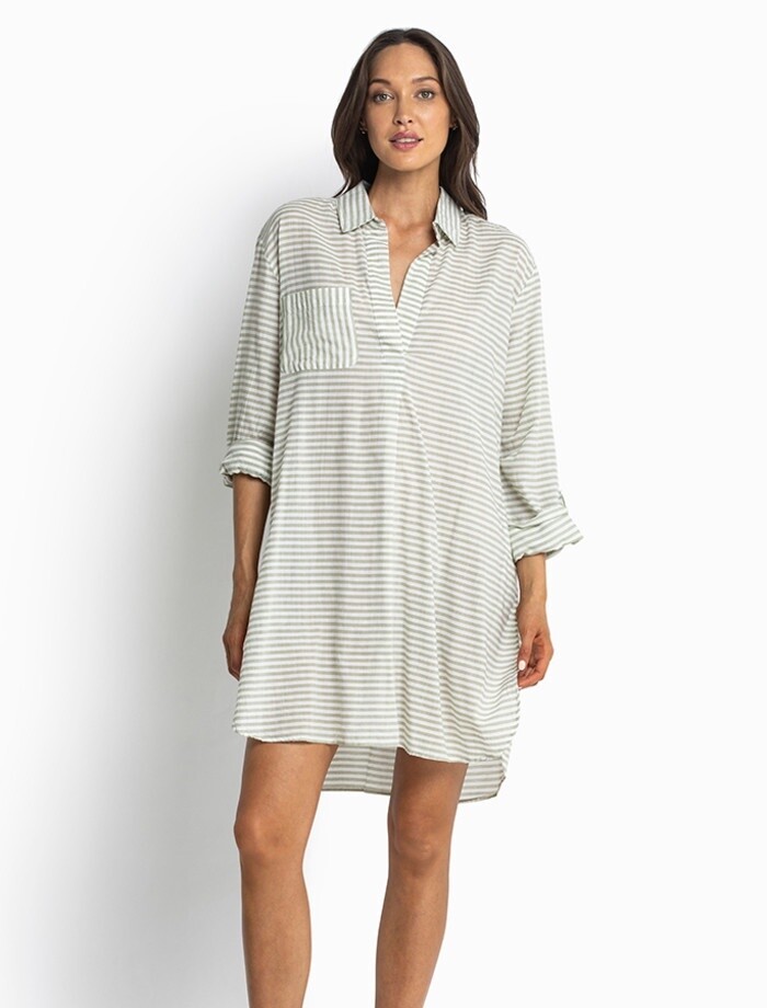 Sunseeker Summer Stripe Painters Shirt - Khaki