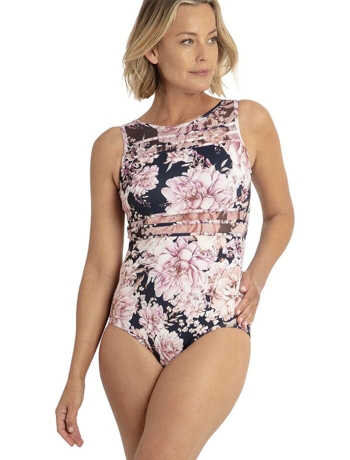 Jantzen Chiara Mesh High Neck Mast 1Pc - Navy