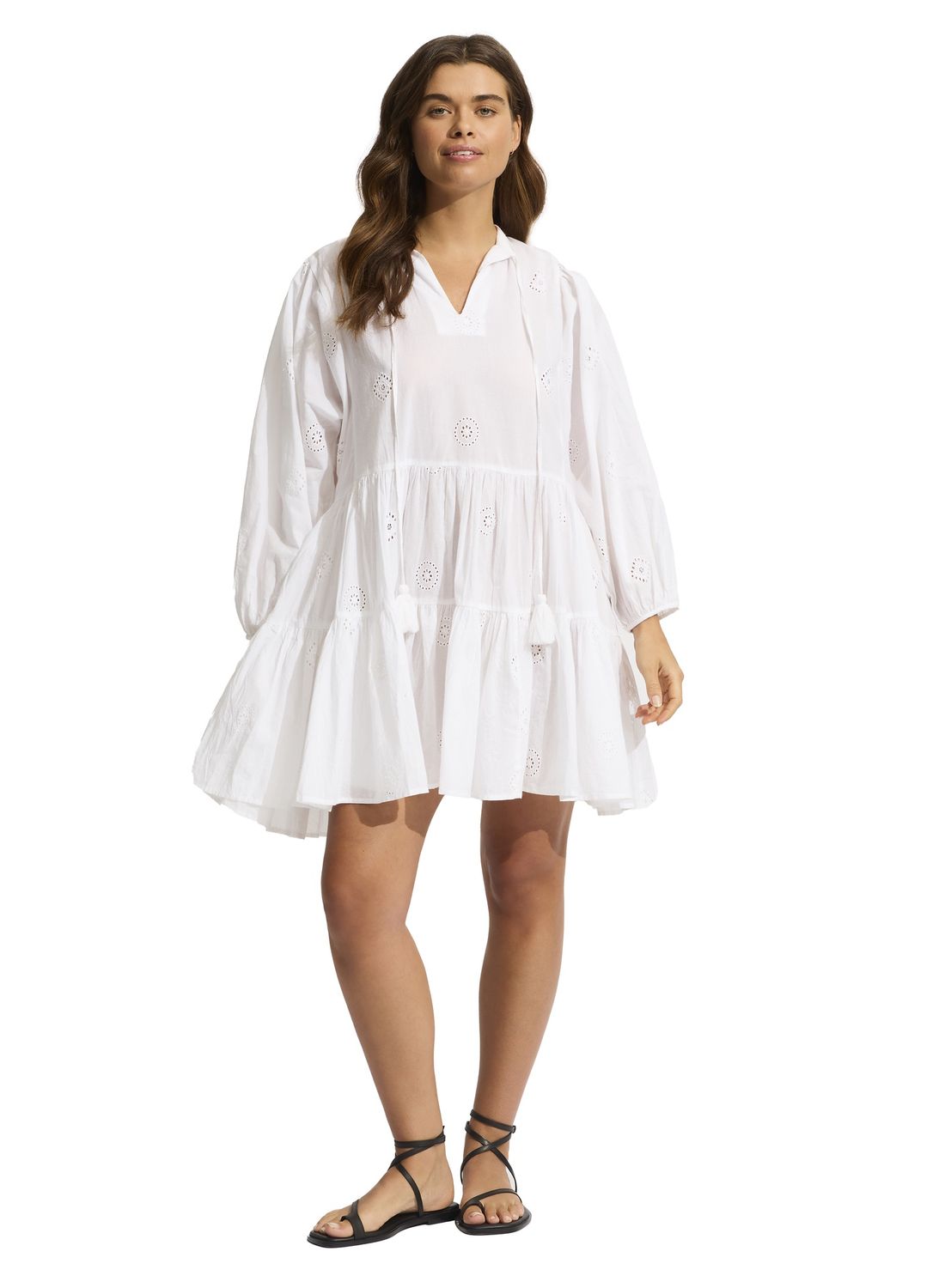 Beach Edit Embroidery Tiered Dress