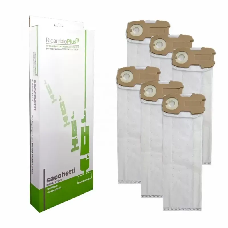 CONF. 6 SACCHETTI IN MICROFIBRA COMPATIBILI X FOLLETTO VK120/VK121 /VK122