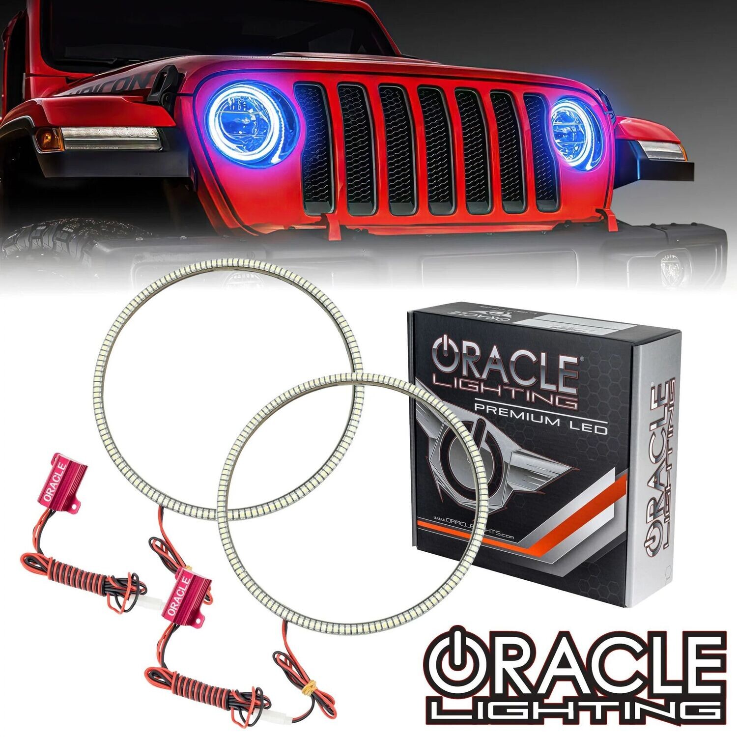 2018-2023 Jeep Wrangler JL ColorShift Surface Mount Halo LED Light Kit | Oracle | No Controller