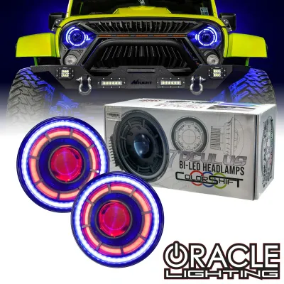 ORACLE LIGHTING OCULUS™ 7" COLORSHIFT® BI-LED PROJECTOR HEADLIGHTS FOR JEEP WRANGLER JK No Controller
