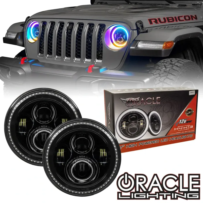 ORACLE LIGHTING 7" HIGH POWERED LED HEADLIGHTS - BLACK BEZEL - DYNAMIC COLORSHIFT® - JEEP WRANGLER JK