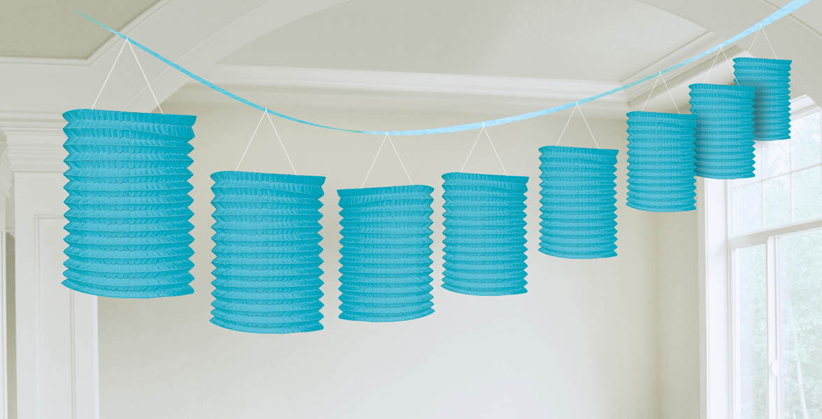 Paper Lantern Garland 12ft, Color: Light Blue, Size: 12ft