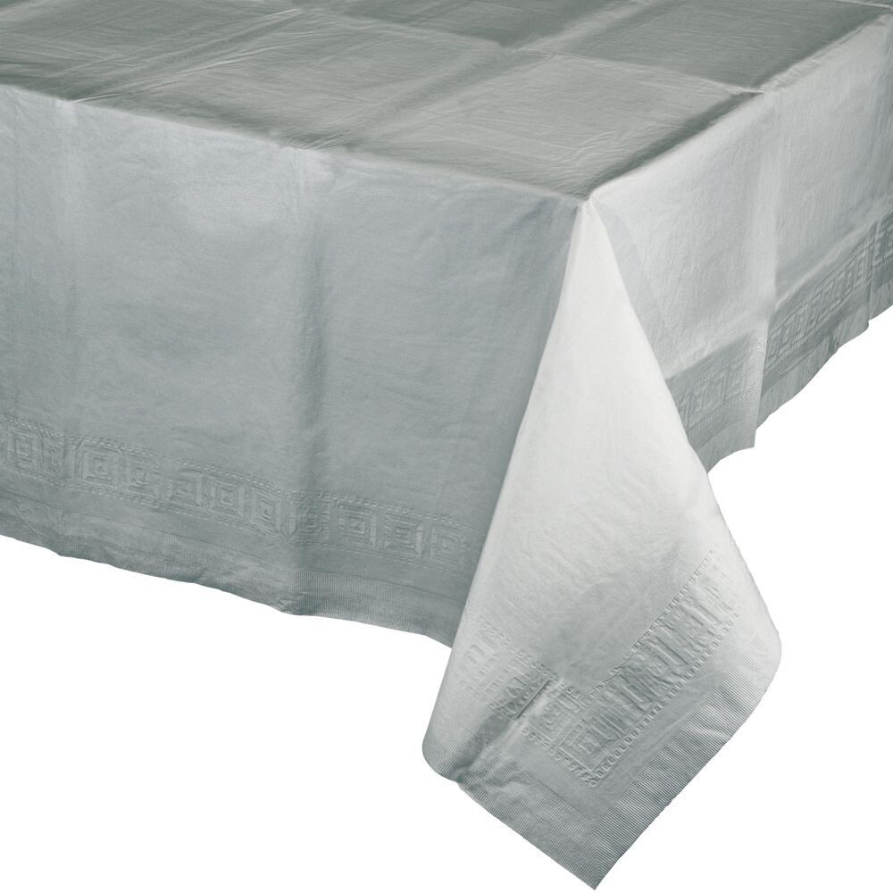 Plastic Lined Tablecover, Color: Silver, Size: 54&quot; X 108&quot;