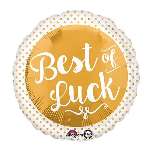 Foil Balloon-Gold Best &amp; Luck-18&#39;&#39;