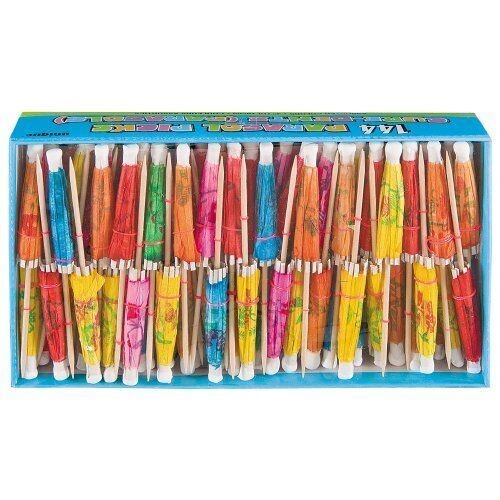 Mini Umbrella Picks- Assorted Colours- 144Pk/4&quot;