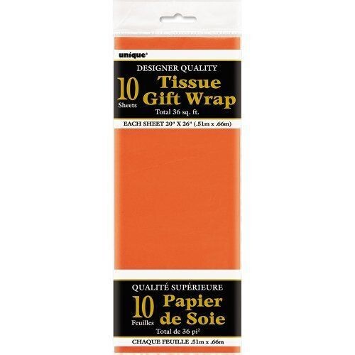 Tissue Gift Wrap- Orange- 10 Sheets (20&quot;x26&quot; Each)
