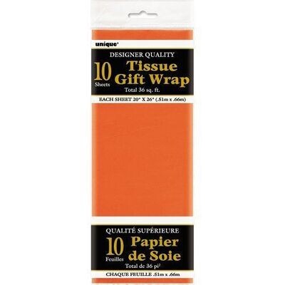 Tissue Gift Wrap- Orange- 10 Sheets (20&quot;x26&quot; Each)
