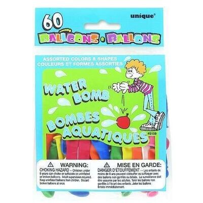 Latex Balloons-Assorted Color Water Bomb-60pkg