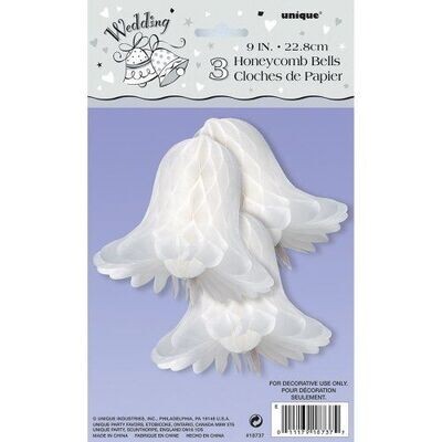 Honeycomb Bells- White- 3pk/9&quot;