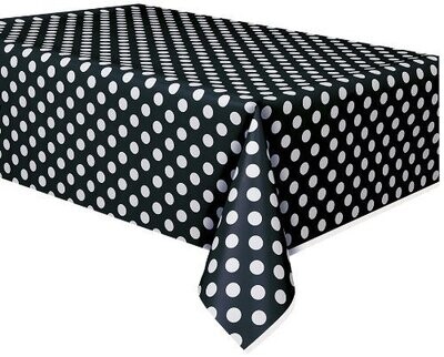 Plastic Tablecover-Midnight Black Dots