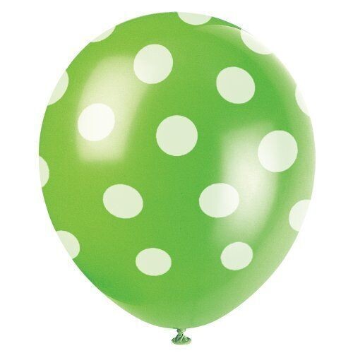 Balloons-Latex-Green Polka Dots-12&#39;&#39;-6pk
