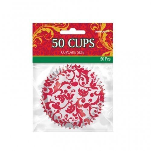 Cupcake Wrap-Red Damask-50pk/1.5&#39;&#39;