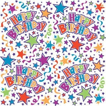 Gift Wrap-Happy Birthday Stars-1pkg-30&quot;x5ft