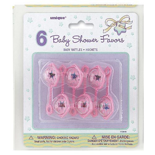 Baby Rattles-Pink-Plastic-2.5&#39;&#39;-6pk