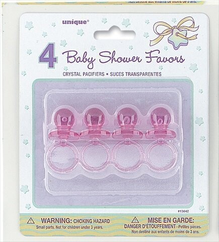 Pacifier-Baby Shower-Pink-Plastic-2&#39;&#39;-4pk