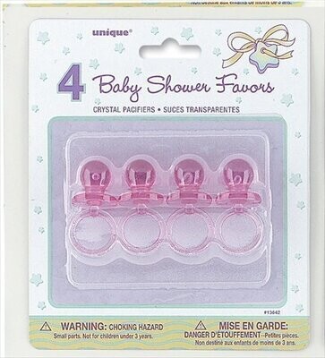 Pacifier-Baby Shower-Pink-Plastic-2&#39;&#39;-4pk