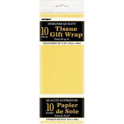 Tissue Gift Wrap- Yellow- 10 Sheets (20&quot;x26&quot; Each)