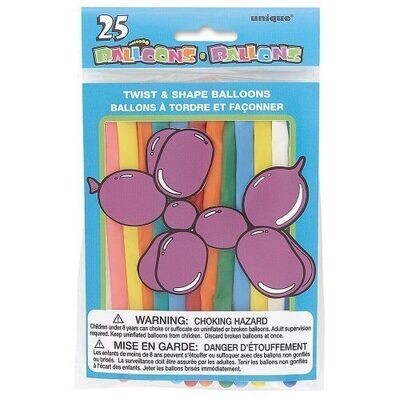 Balloons-Latex-Twist And Shape -25pk