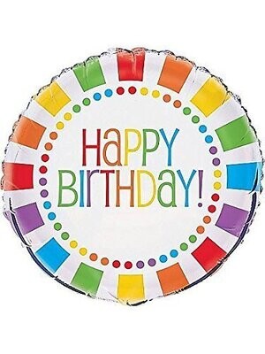 Foil Balloon - Rainbow Bday - 18&#39;&#39;