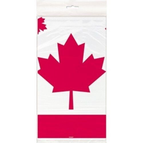 Table Cover- Canada Day Leaf- Plastic- 54&#39;&#39; x 84&#39;&#39;