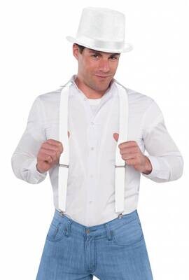 Costume Accessory-Suspenders-White-1pkg