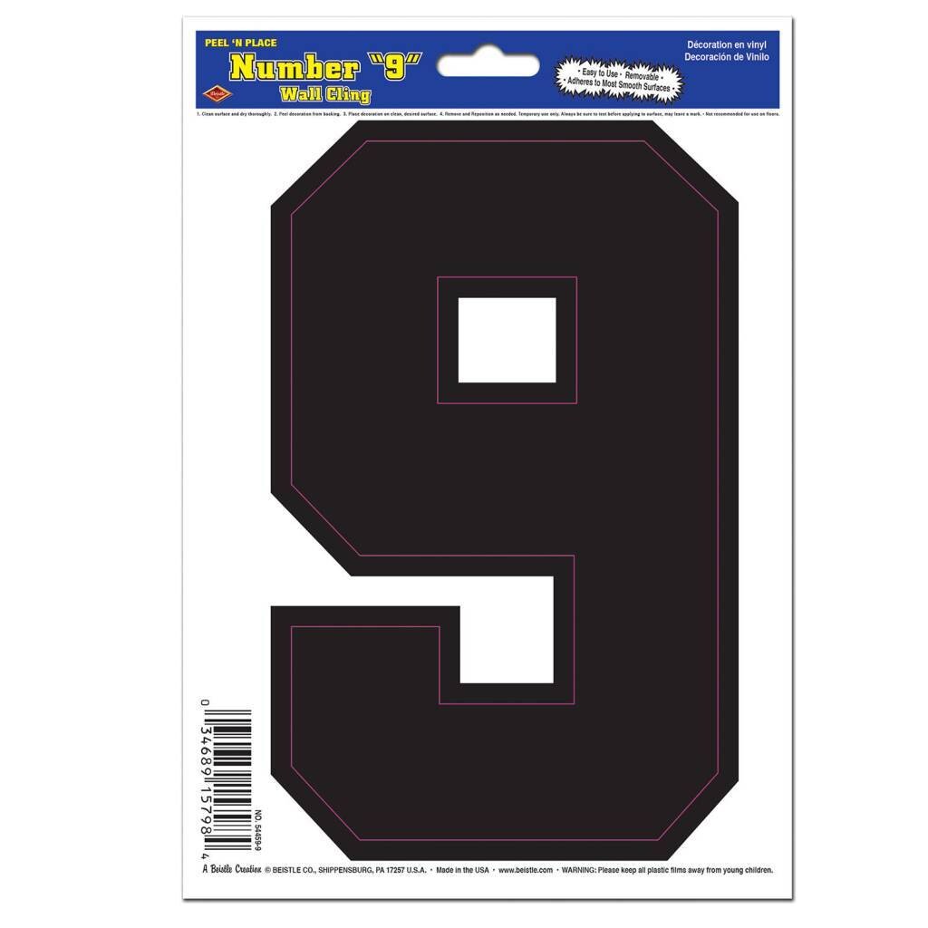 Sticker-Black Number 9-1pkg-6&quot;x8.5&quot;