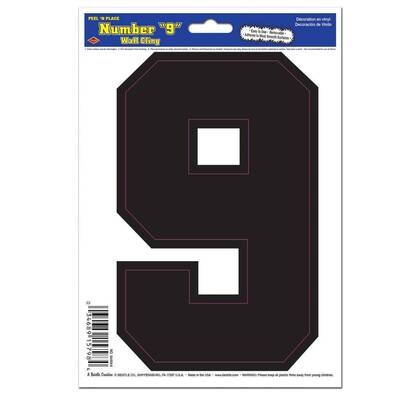 Sticker-Black Number 9-1pkg-6&quot;x8.5&quot;