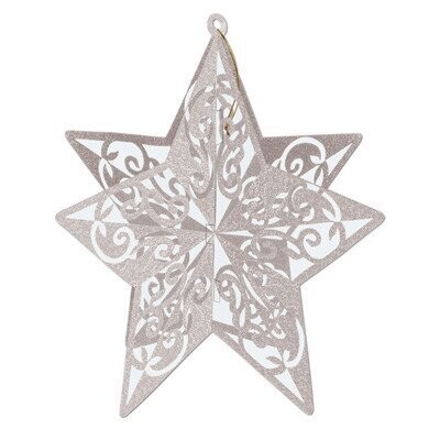 Cutout-3D-Silver Glittered Star-1pkg-12&quot;