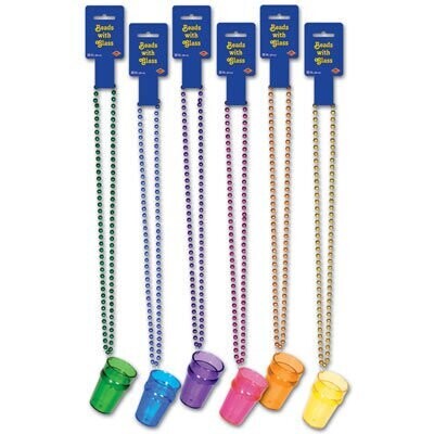 Necklace-Assorted Color Shot Glass-1pkg-33&quot;