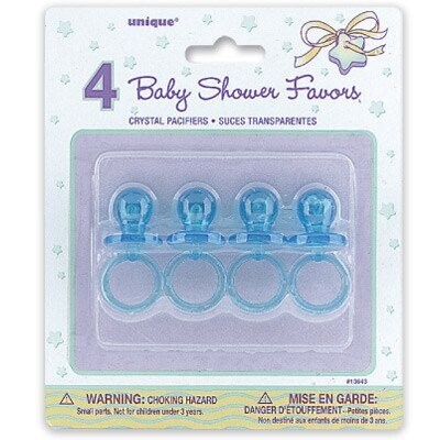 Pacifiers-Baby Shower-Blue-Plastic-2&#39;&#39;-4pk