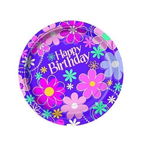 Paper Lunch Plates- Birthday Blossom- 8pk/9&quot; - Discontinued
