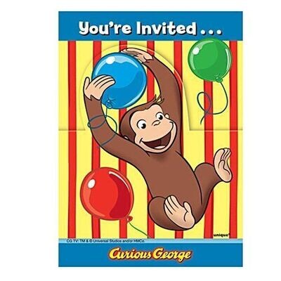 Invitations-Curious George-8pk