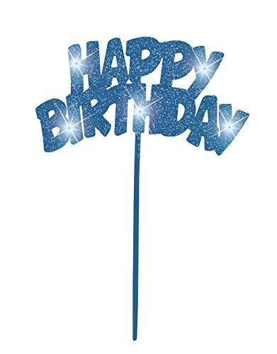 Cake Decor-Flashing-HBD-Blue