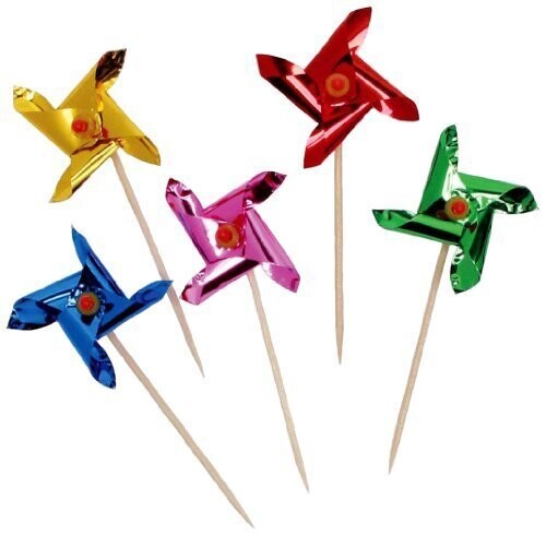 Picks- Pinwheel- Foil-Multi Color-12pk