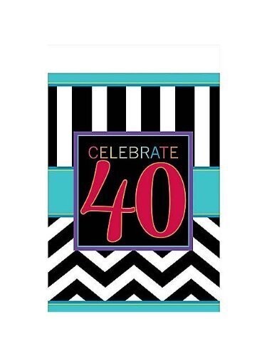 Table Cover- 40th Celebration-Plastic-54&#39;&#39; x 102&#39;&#39; - Discontinued/Final Sale