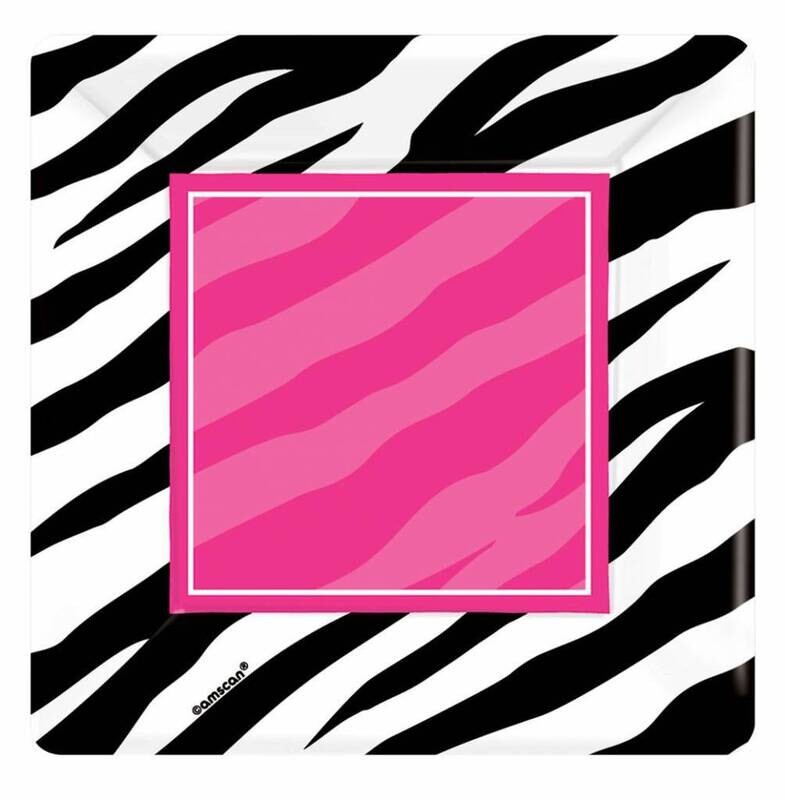 Plates-BEV-Zebra Party-8pk-Paper - Discontinued