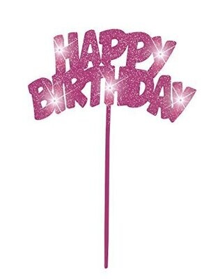 Cake Topper-Flashing-Happy Birthday-Pink